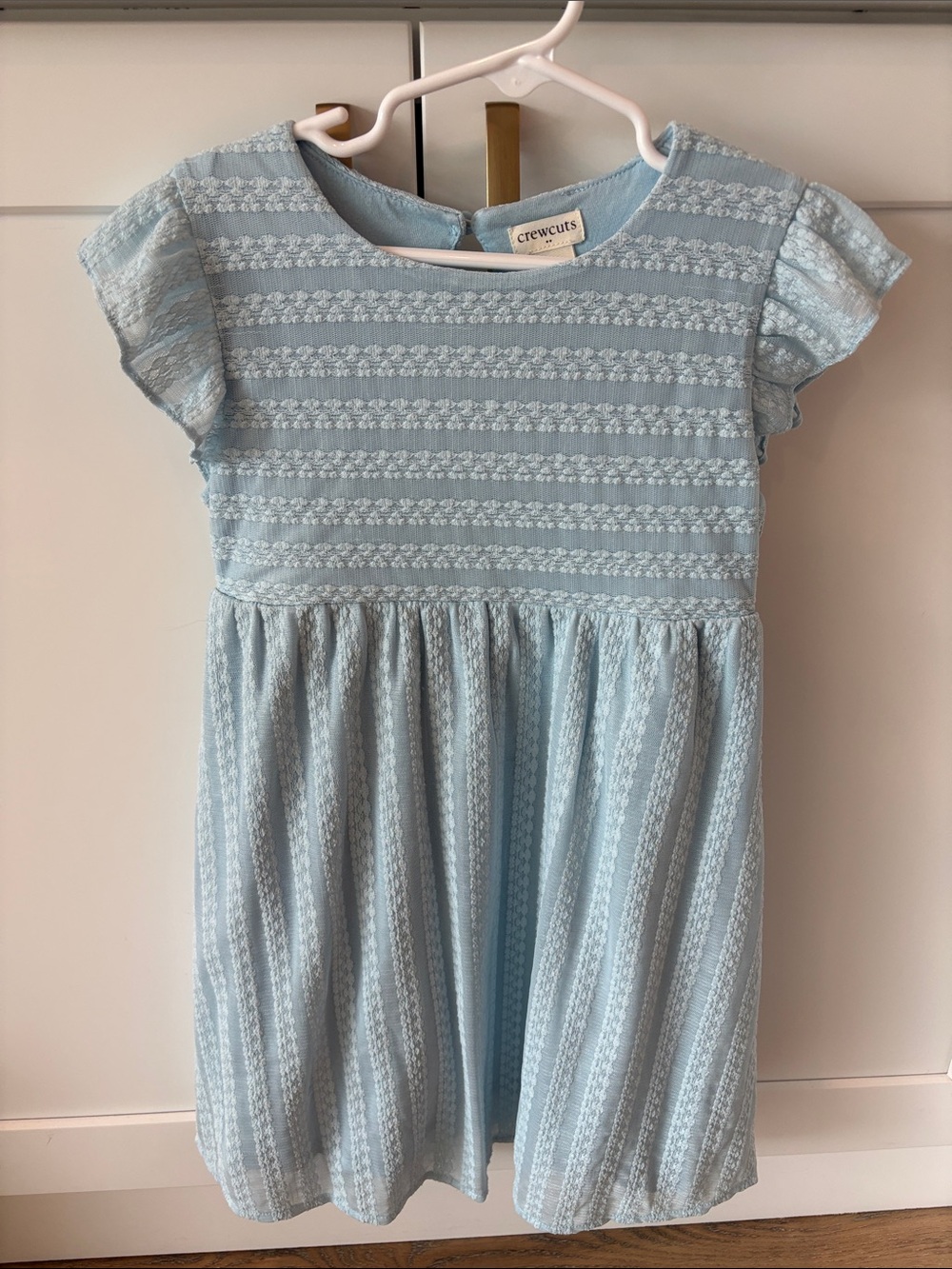 J Crew factory Pale Blue Lace-Striped Flutter Sleeve Dress size 7